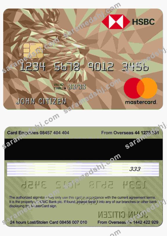 United Kingdom HSBC Gold mastercard credit card